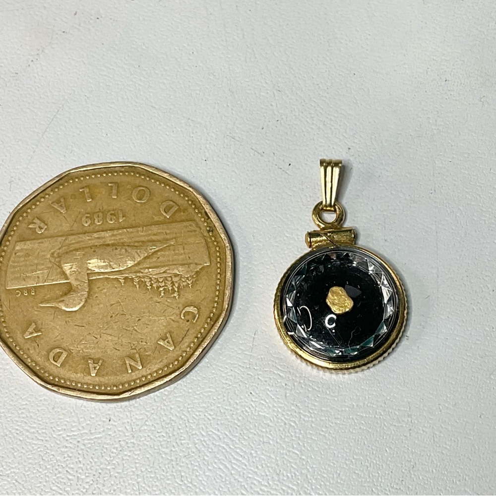 Vintage Gold Nugget Gold Filled Bezel Charm Pendant - Picture 3 of 5